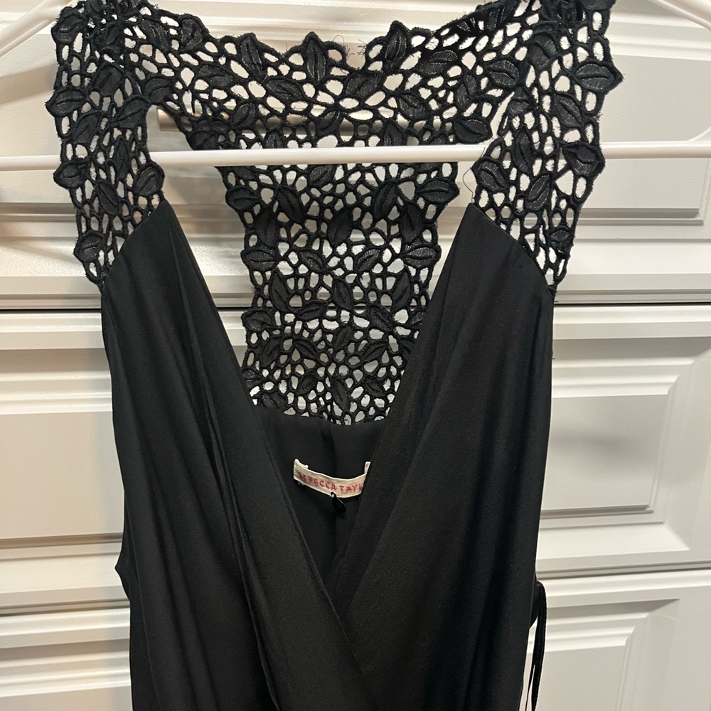 Rebecca Taylor crochet back, silk tie dress in 0.